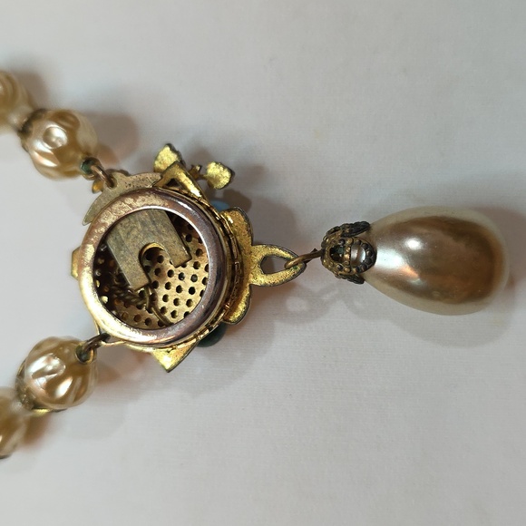 RARE PRE 1947 MIRIAM HASKELL VINTAGE ANTIQUE PEARL NECKLACE CHOKIER 16 INCHES - Picture 5 of 6